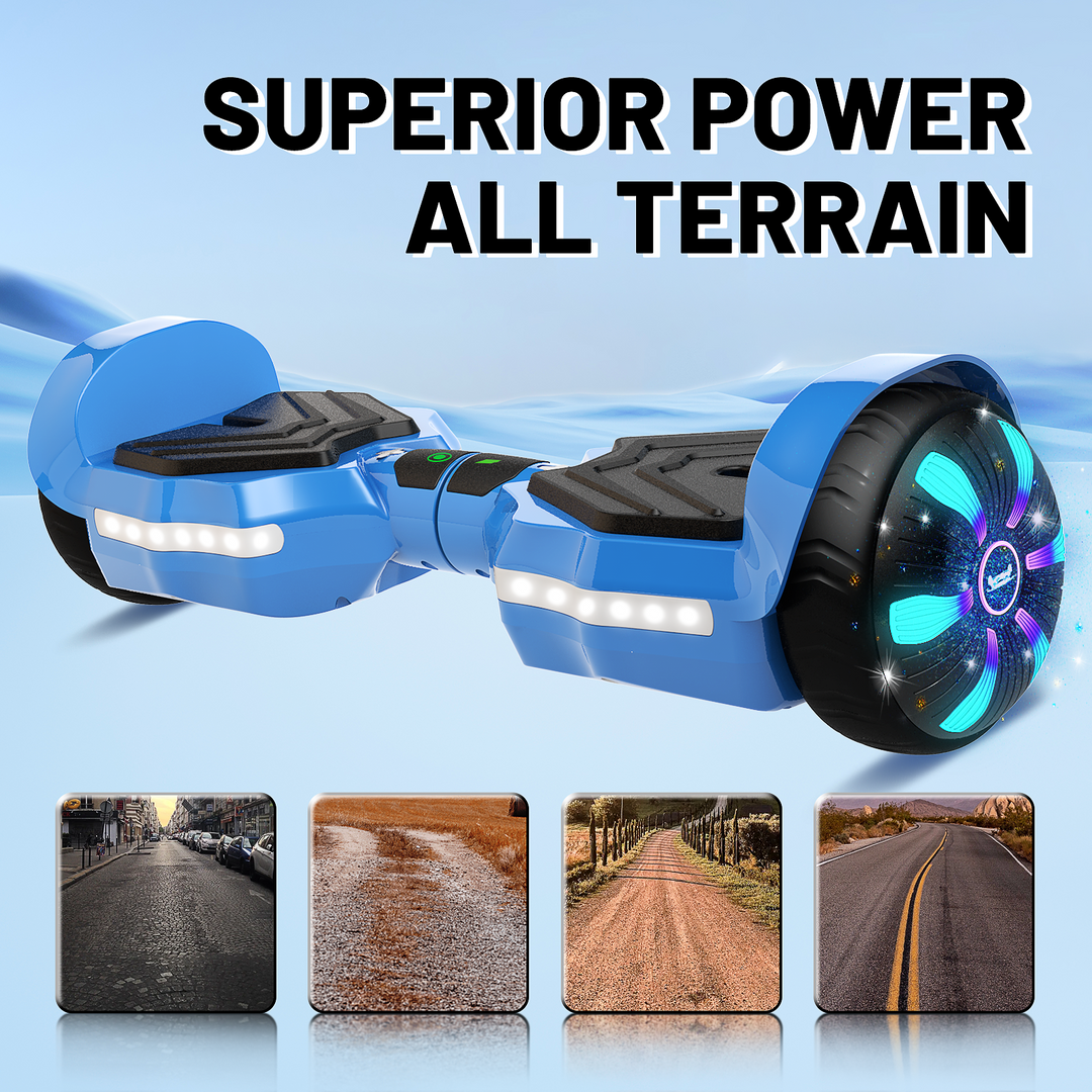 SIMATE Version LED Hoverboard 6.5'' 8.5Mph | 8 Miles Range | Sky Blue with Bluetooth