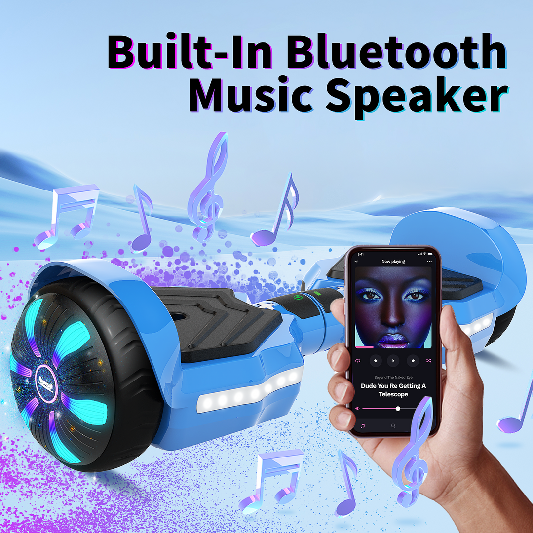 SIMATE Version LED Hoverboard 6.5'' 8.5Mph | 8 Miles Range | Sky Blue with Bluetooth