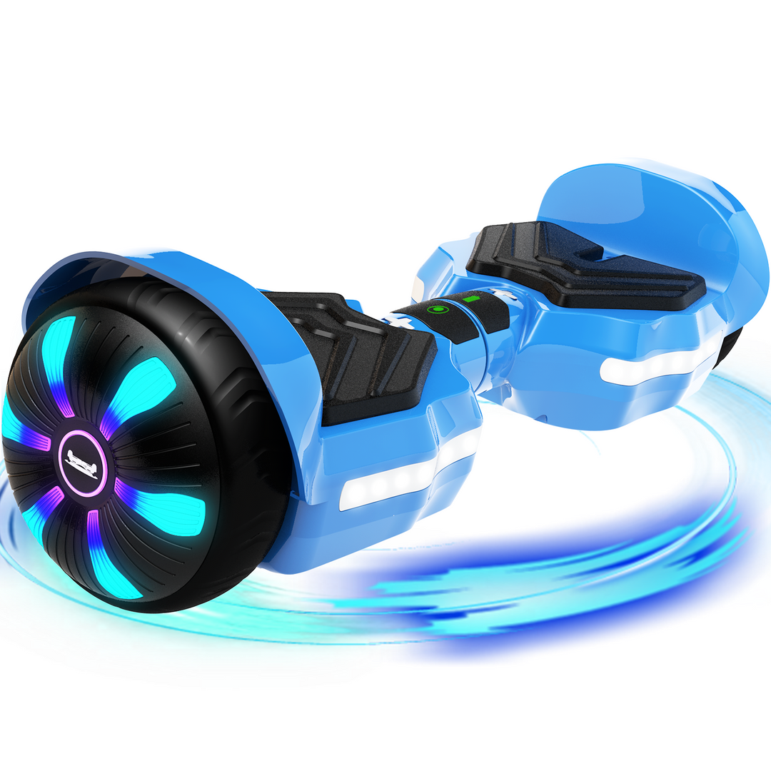 SIMATE Version LED Hoverboard 6.5'' 8.5Mph | 8 Miles Range | Sky Blue with Bluetooth