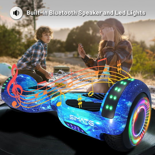 Apato Bluetooth Hoverboard 6.5'' 7.3 Mph | 7.5 Miles Range |   Galaxy Blue for kids