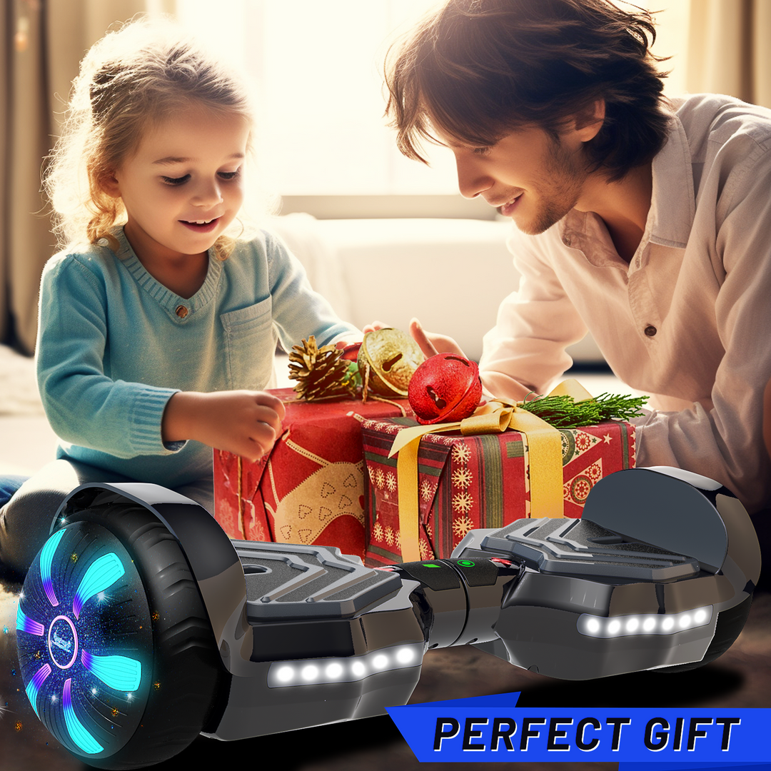 SIMATE Version LED Hoverboard 6.5'' 8.5Mph | 8 Miles Range | Black