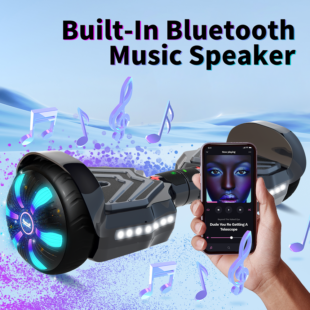 SIMATE Version LED Hoverboard 6.5'' 8.5Mph | 8 Miles Range | Black