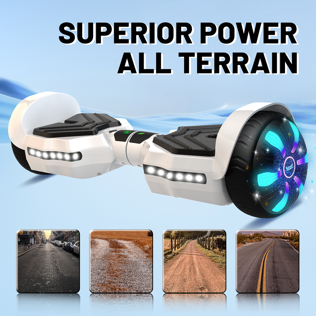 SIMATE Version LED Hoverboard 6.5'' 8.5Mph | 8 Miles Range | White