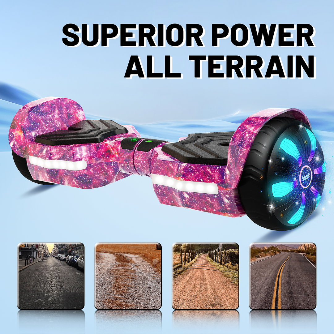 SIMATE Version LED Hoverboard 6.5'' 8.5Mph | 8 Miles Range |  Galaxy Purple with Bluetooth