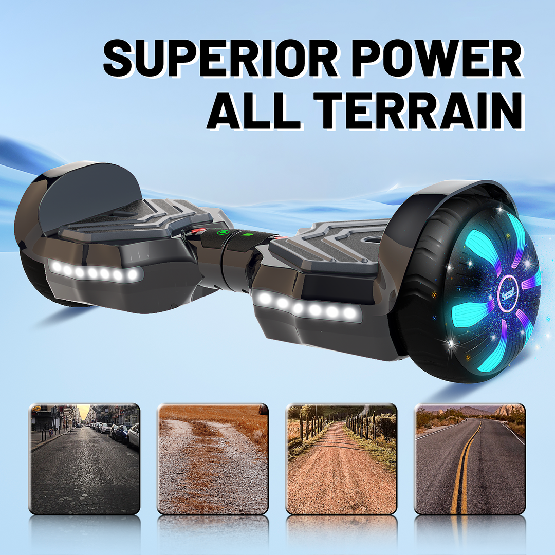 SIMATE Version LED Hoverboard 6.5'' 8.5Mph | 8 Miles Range | Black