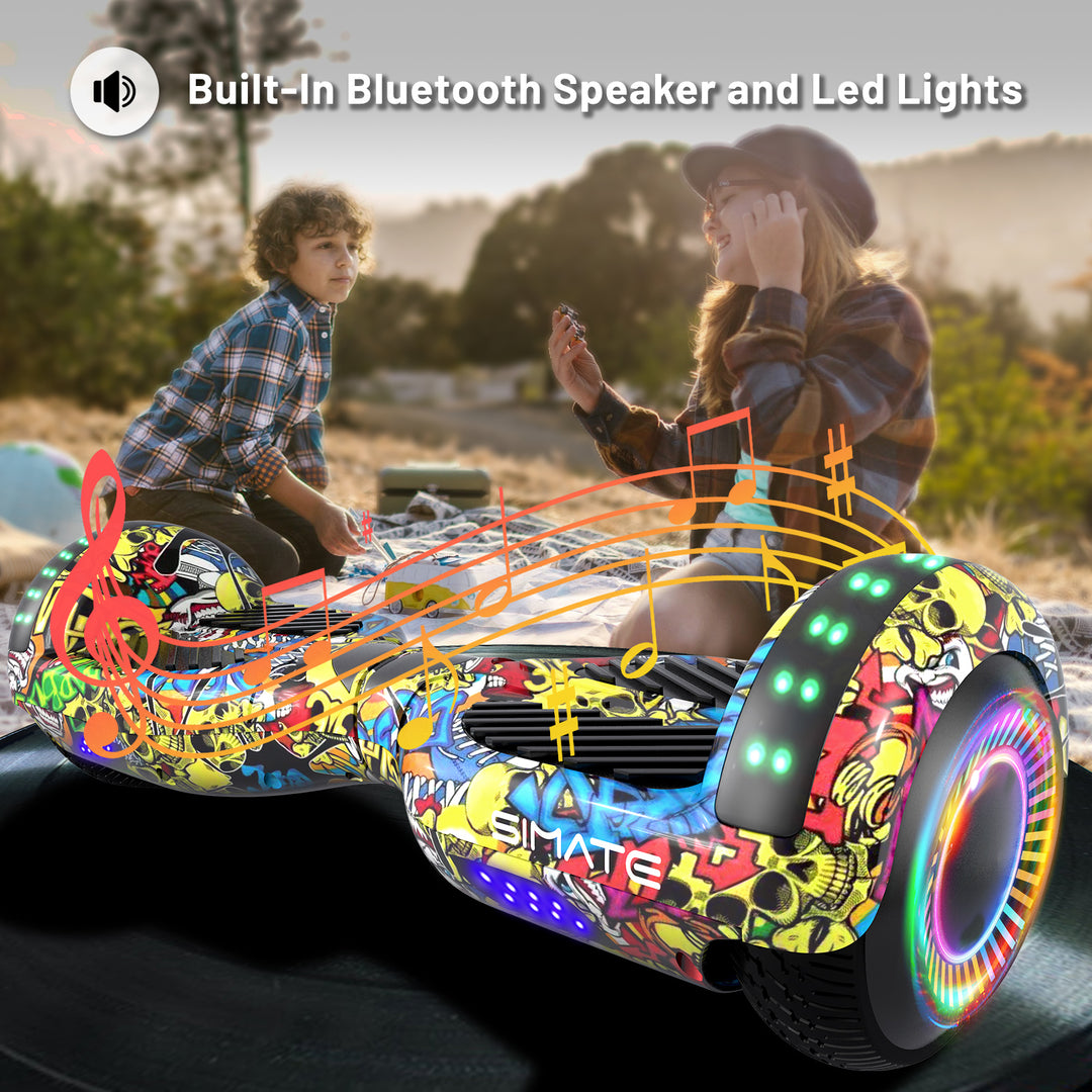 Apato Bluetooth Hoverboard 6.5'' 7.3 Mph | 7.5 Miles Range | Graffiti for kids