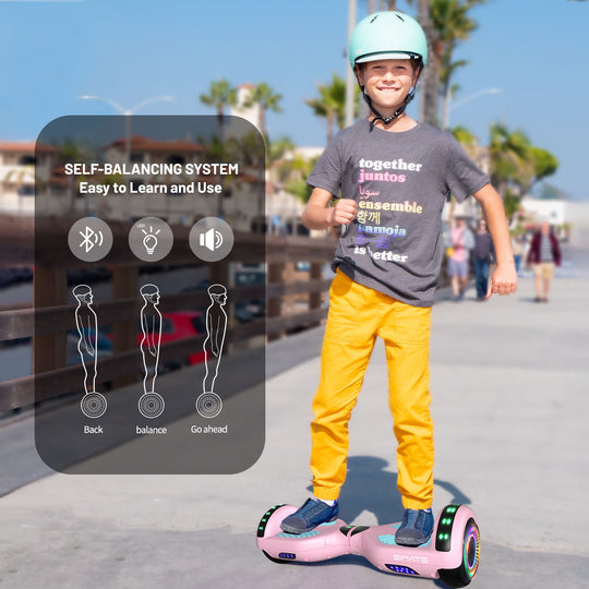 Apato Bluetooth Hoverboard 6.5'' 7.3 Mph | 7.5 Miles Range | Pink Blue for kids