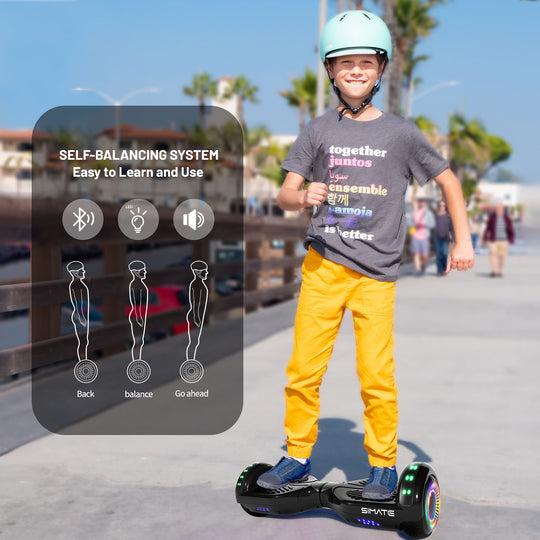 Apato Bluetooth Hoverboard 6.5'' 7.3 Mph | 7.5 Miles Range |   Black for kids