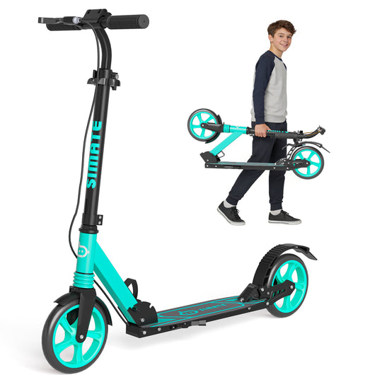 SIMATE Kick Scooter with Dual Brakes for Teens,Adults & Kids Ages 6+,Dual Suspension Foldable Lightweight Scooter with Wide Deck,8 in Big Wheels,Max Load 240 LBS