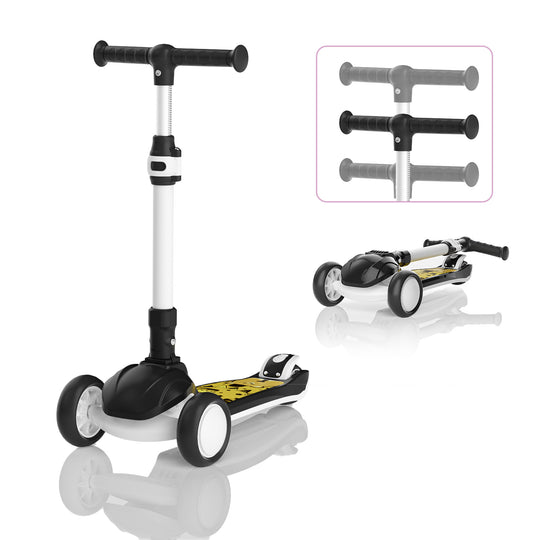 SIMATE 3 Wheel Kick Scooter for Kids Ages 3-12, Light Up Wheels & 3 Adjustable Height Handlebars, Lean-to-Steer & Widen Anti-Slip Deck, Boys & Girls Gift