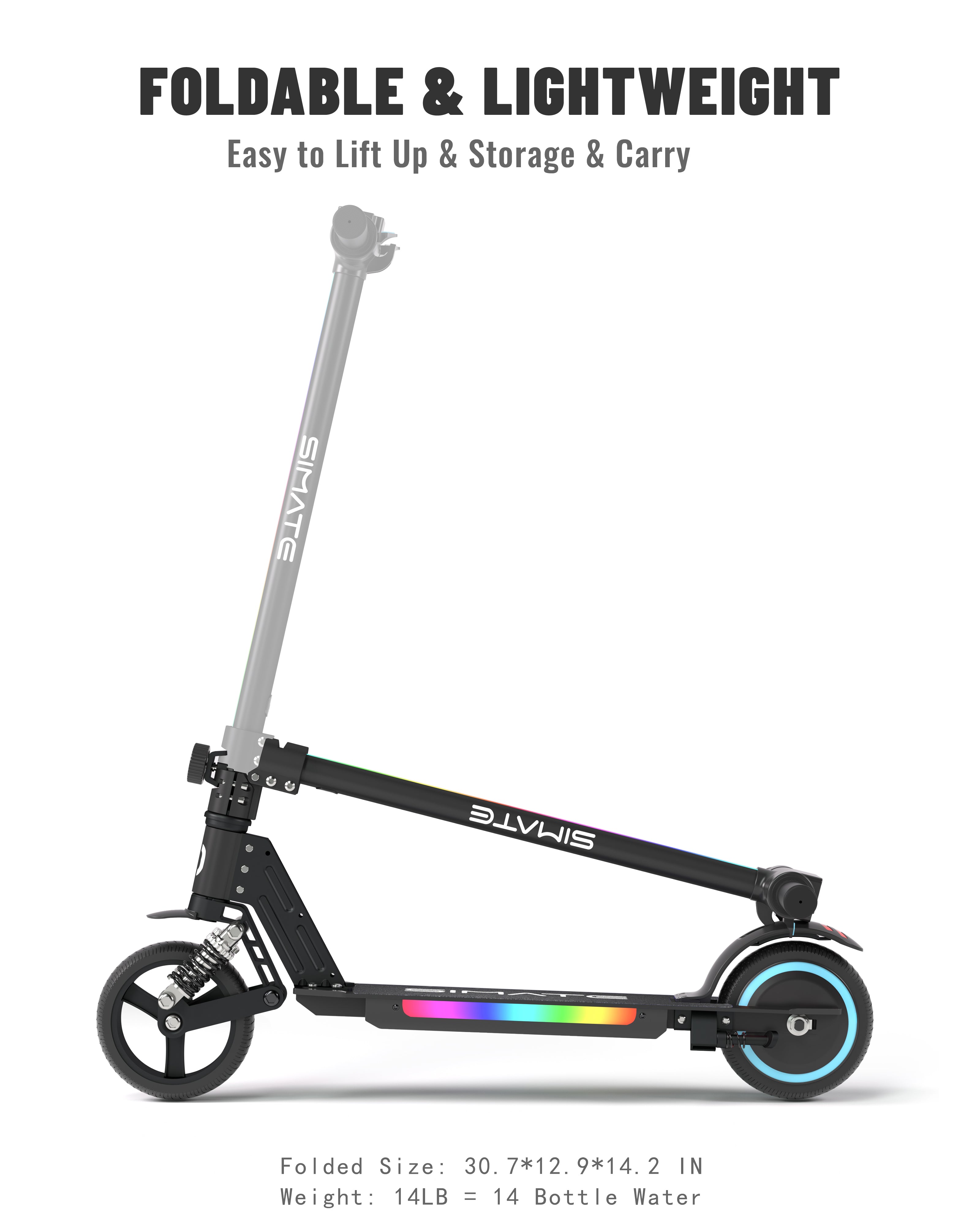 S5 Flash light electric scooter for kids | Black – Simateboard