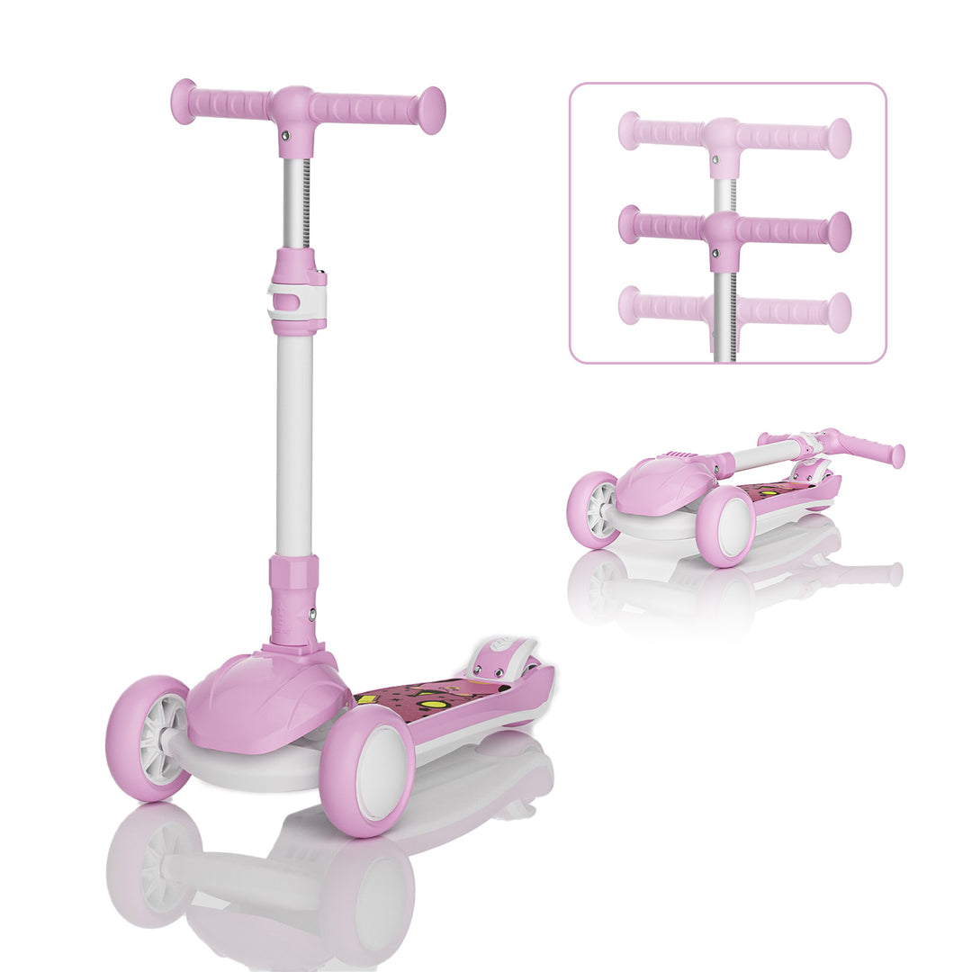 SIMATE 3 Wheel Kick Scooter for Kids Ages 3-12, Light Up Wheels & 3 Adjustable Height Handlebars, Lean-to-Steer & Widen Anti-Slip Deck, Boys & Girls Gift