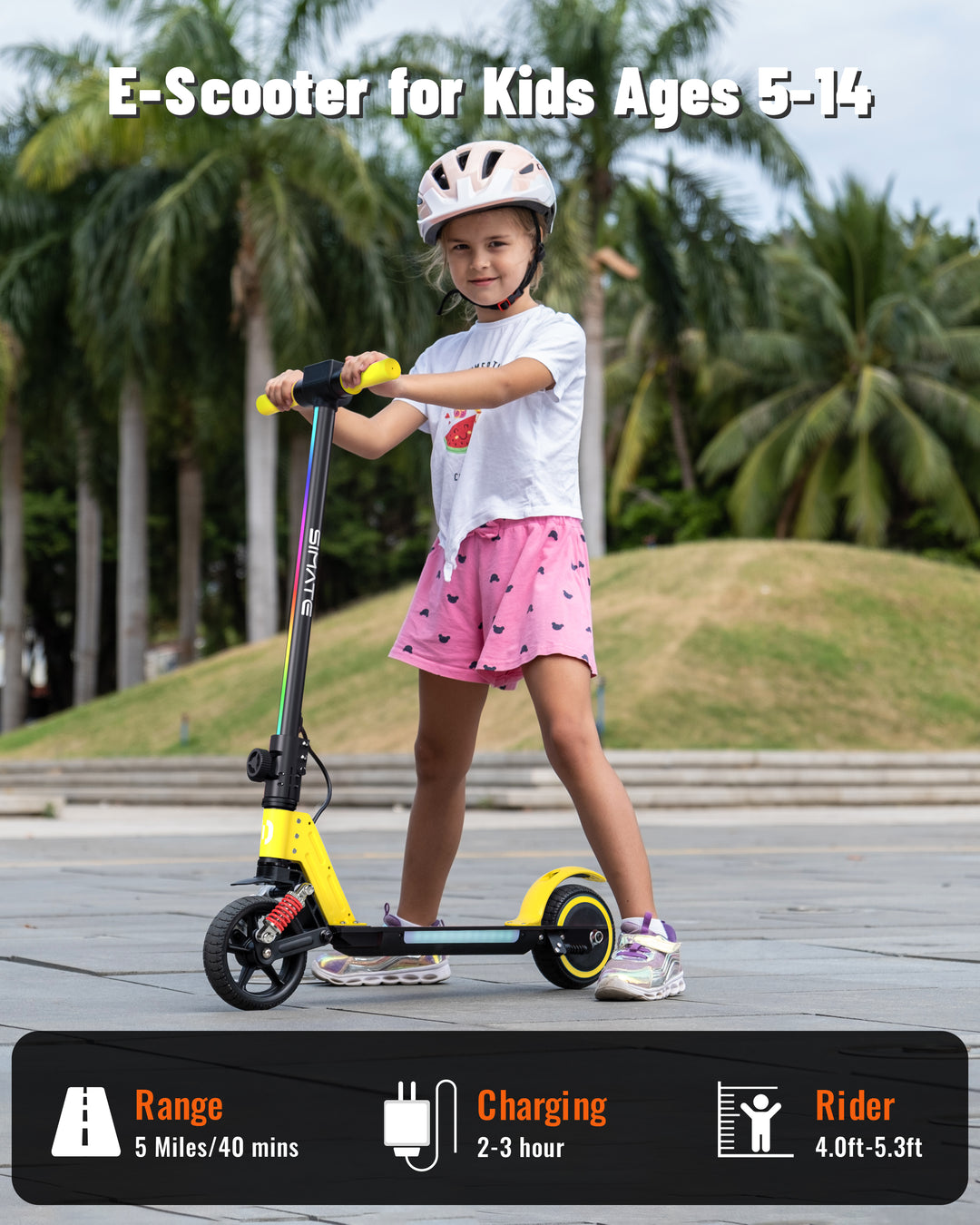 S5 Colorful Headlight Electric Scooter for Kids | Yellow