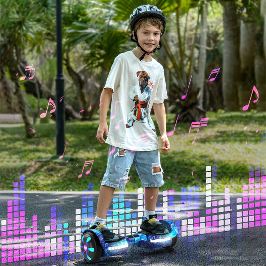 SIMATE Version LED Hoverboard 6.5'' 8.5Mph | 8 Miles Range |  Galaxy Blue with Bluetooth