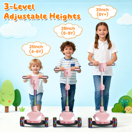 D3 Electric Scooter for Kids 3 Sheel Scooter -- Pink
