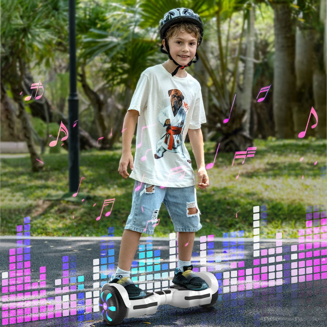 SIMATE Version LED Hoverboard 6.5'' 8.5Mph | 8 Miles Range | White