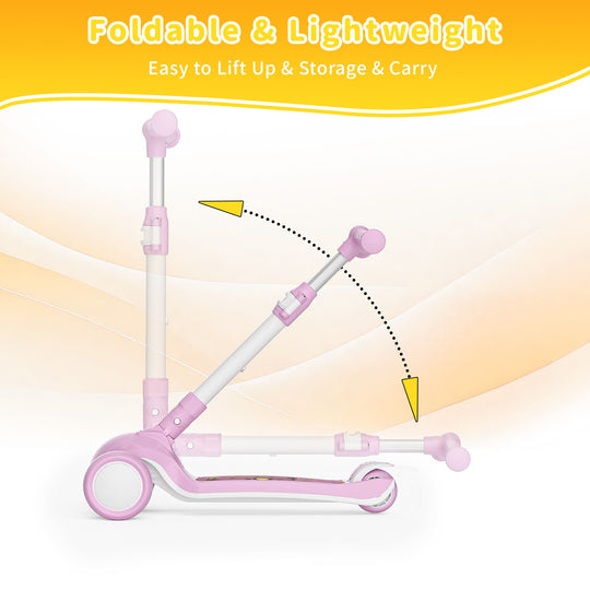 SIMATE 3 Wheel Kick Scooter for Kids Ages 3-12, Light Up Wheels & 3 Adjustable Height Handlebars, Lean-to-Steer & Widen Anti-Slip Deck, Boys & Girls Gift