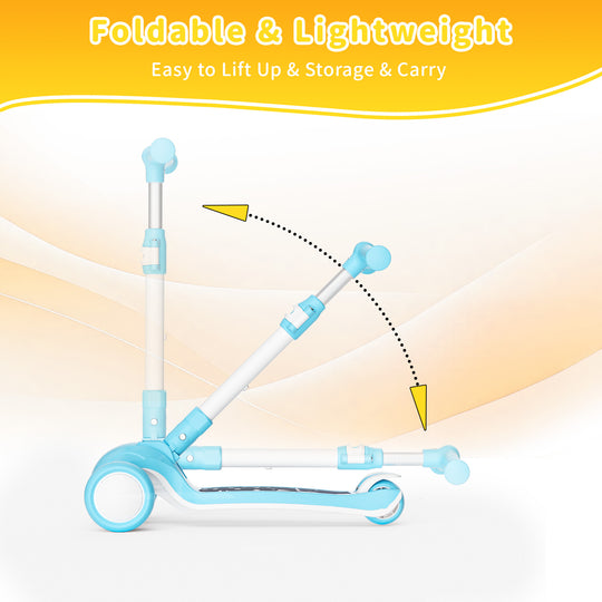 SIMATE 3 Wheel Kick Scooter for Kids Ages 3-12, Light Up Wheels & 3 Adjustable Height Handlebars, Lean-to-Steer & Widen Anti-Slip Deck, Boys & Girls Gift