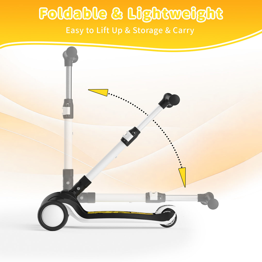 SIMATE 3 Wheel Kick Scooter for Kids Ages 3-12, Light Up Wheels & 3 Adjustable Height Handlebars, Lean-to-Steer & Widen Anti-Slip Deck, Boys & Girls Gift