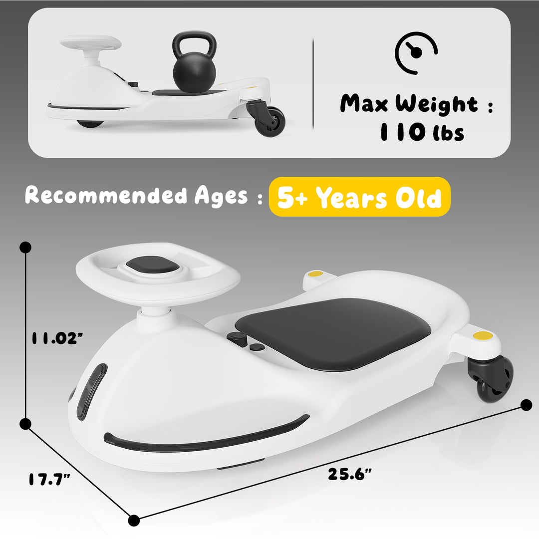 V1 Electric Wiggle Car for Kids | White