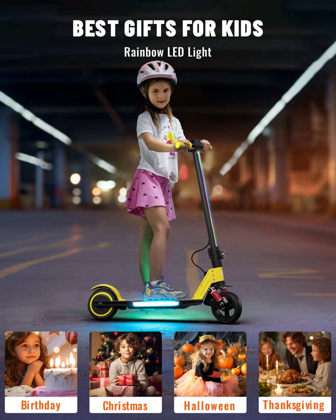 S5 Colorful Headlight Electric Scooter for Kids | Yellow