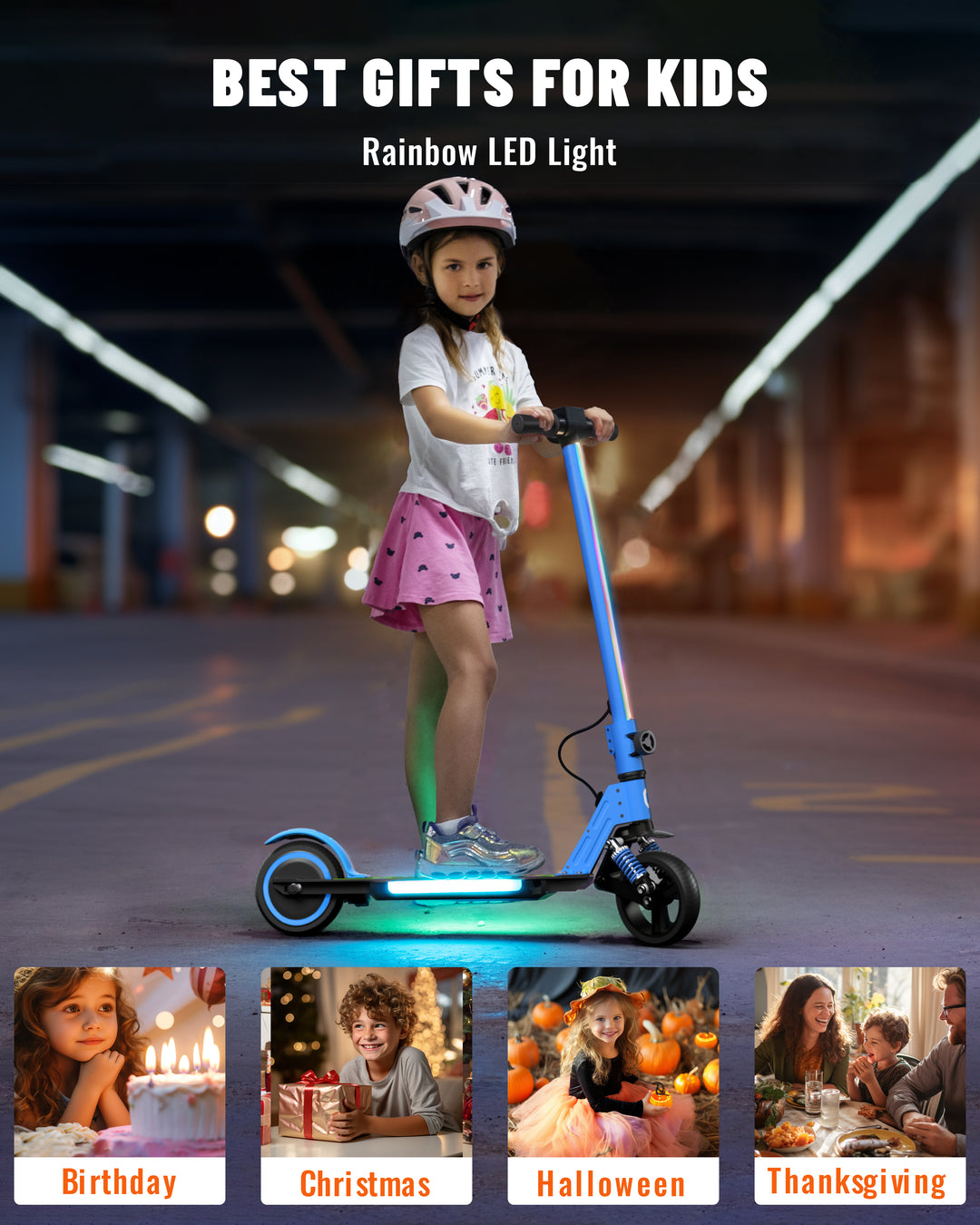 S5 Colorful Headlight Electric Scooter for Kids | Blue