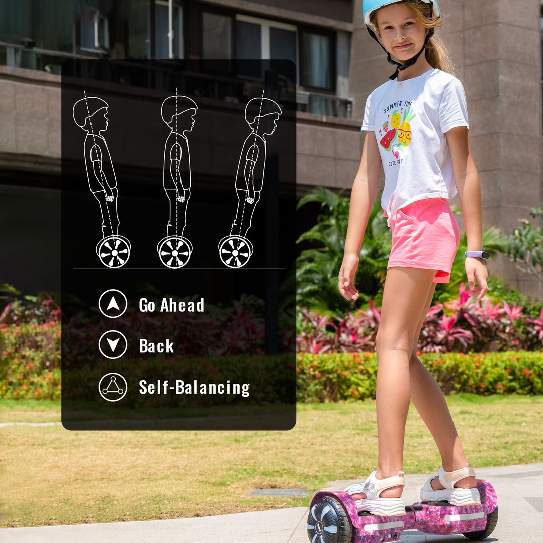 SIMATE Version LED Hoverboard 6.5'' 8.5Mph | 8 Miles Range |  Galaxy Purple with Bluetooth