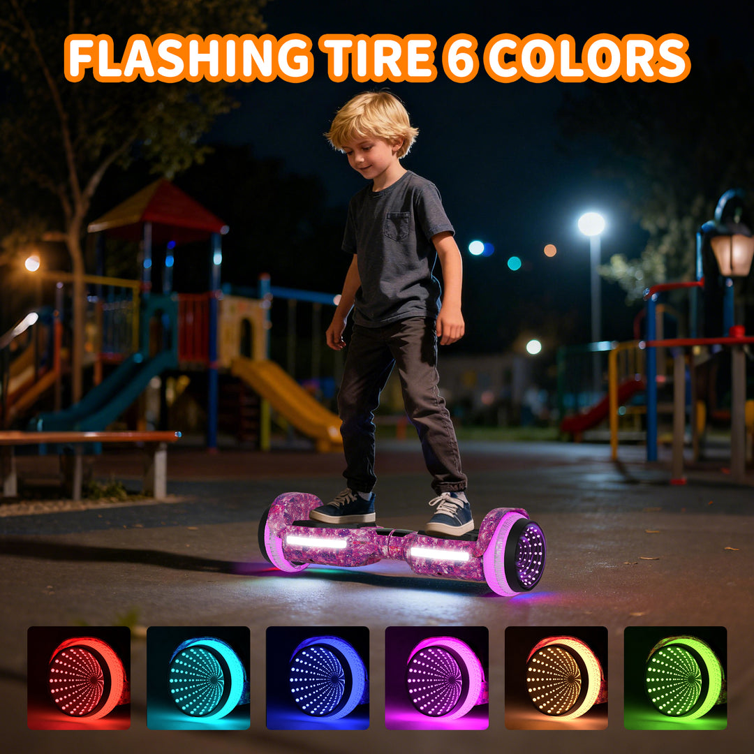 SIMATE Hurricane Tunnel LED Hoverboard 6.5'' 8.5Mph | 8 Miles Range |   Galaxy Purple with Bluetooth for kids