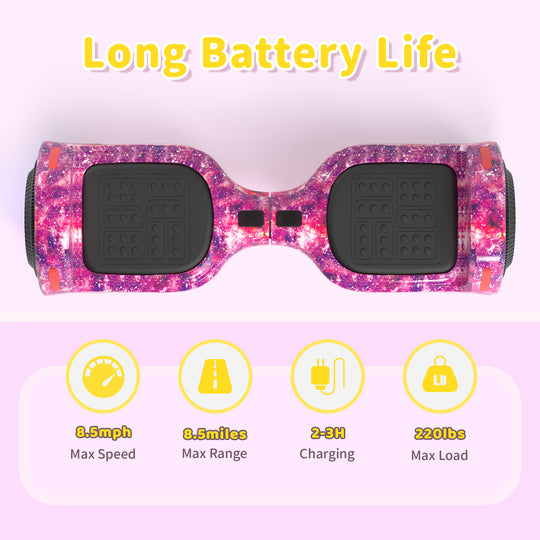 K2 LED Hoverboard 6.5'' 8.5Mph | 8 Miles Range | Galaxy Purple with Bluetooth