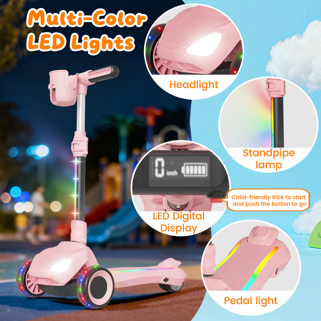 D3 Electric Scooter for Kids 3 Sheel Scooter -- Pink