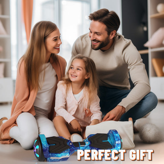 SIMATE Version LED Hoverboard 6.5'' 8.5Mph | 8 Miles Range |  Galaxy Blue with Bluetooth