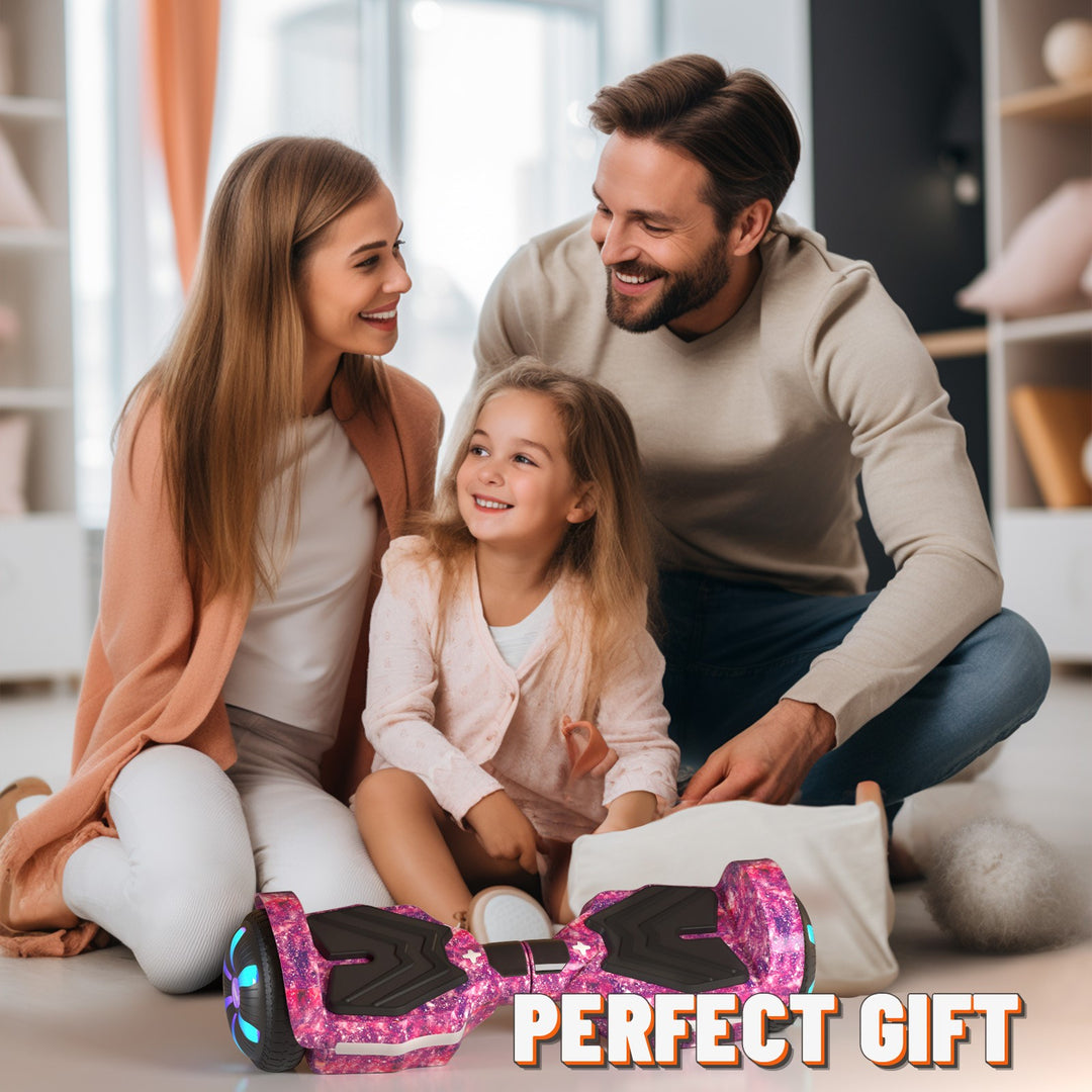 SIMATE Version LED Hoverboard 6.5'' 8.5Mph | 8 Miles Range |  Galaxy Purple with Bluetooth