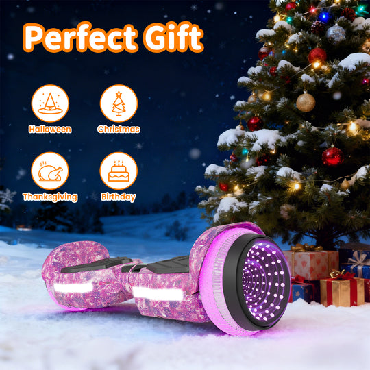 SIMATE Hurricane Tunnel LED Hoverboard 6.5'' 8.5Mph | 8 Miles Range |   Galaxy Purple with Bluetooth for kids