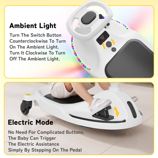 V1 Electric Wiggle Car for Kids | White