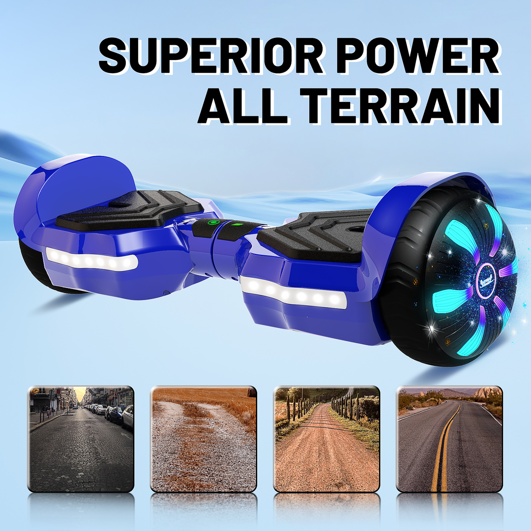 SIMATE Version LED Hoverboard 6.5'' 8.5Mph | 8 Miles Range |  Dark Blue with Bluetooth