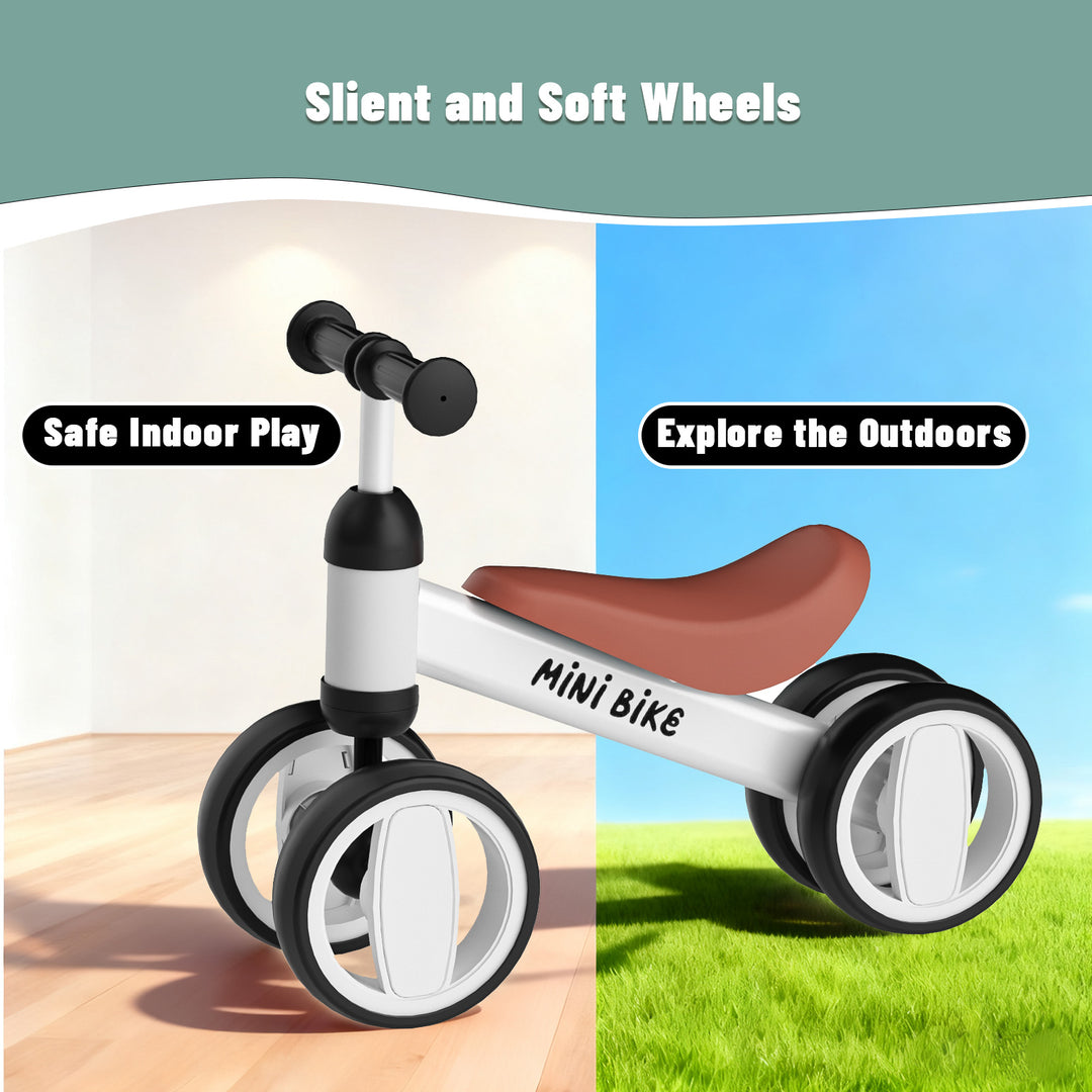 SIMATE Balance Bike Toys for 1 Year Old Boys Girls, 12-24 Month Toddler Ride on Toys, 4 Silent Wheels & Soft Seat, First Birthday Gifts for Baby Girls Boys