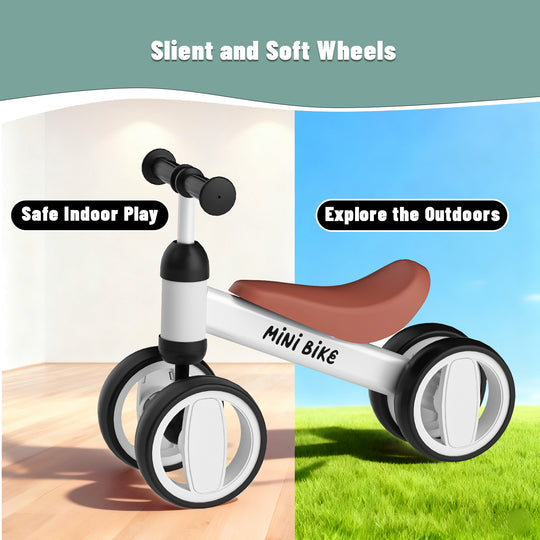 SIMATE Balance Bike Toys for 1 Year Old Boys Girls, 12-24 Month Toddler Ride on Toys, 4 Silent Wheels & Soft Seat, First Birthday Gifts for Baby Girls Boys