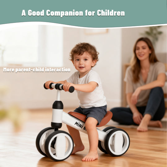 SIMATE Balance Bike Toys for 1 Year Old Boys Girls, 12-24 Month Toddler Ride on Toys, 4 Silent Wheels & Soft Seat, First Birthday Gifts for Baby Girls Boys