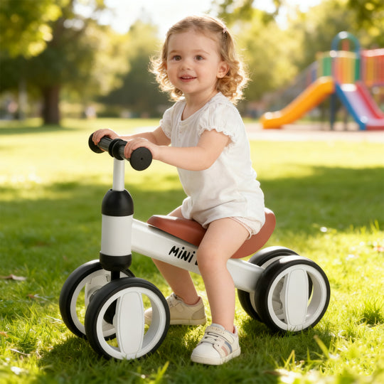 SIMATE Balance Bike Toys for 1 Year Old Boys Girls, 12-24 Month Toddler Ride on Toys, 4 Silent Wheels & Soft Seat, First Birthday Gifts for Baby Girls Boys