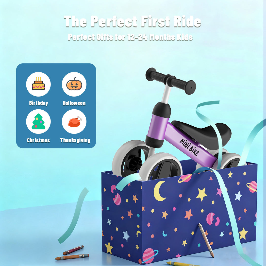 SIMATE Balance Bike Toys for 1 Year Old Boys Girls, 12-24 Month Toddler Ride on Toys, 4 Silent Wheels & Soft Seat, First Birthday Gifts for Baby Girls Boys Visit The Store