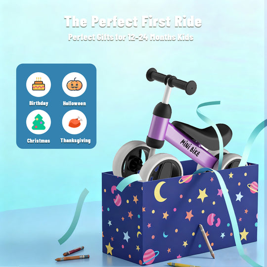 SIMATE Balance Bike Toys for 1 Year Old Boys Girls, 12-24 Month Toddler Ride on Toys, 4 Silent Wheels & Soft Seat, First Birthday Gifts for Baby Girls Boys Visit The Store