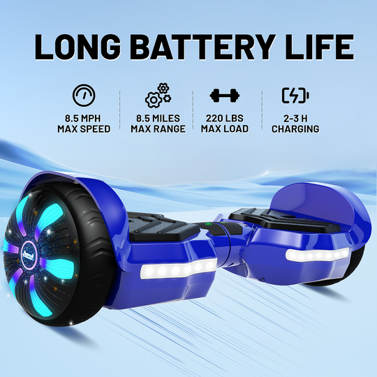 SIMATE Version LED Hoverboard 6.5'' 8.5Mph | 8 Miles Range |  Dark Blue with Bluetooth