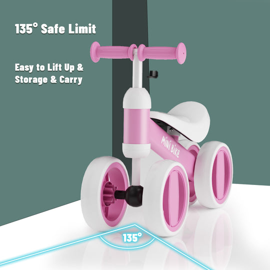 SIMATE Balance Bike Toys for 1 Year Old Boys Girls, 12-24 Month Toddler Ride on Toys, 4 Silent Wheels & Soft Seat, First Birthday Gifts for Baby Girls Boys