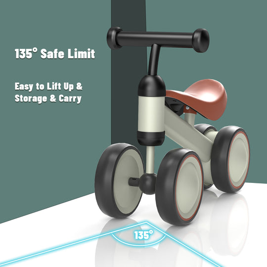 SIMATE Balance Bike Toys for 1 Year Old Boys Girls, 12-24 Month Toddler Ride on Toys, 4 Silent Wheels & Soft Seat, First Birthday Gifts for Baby Girls Boys