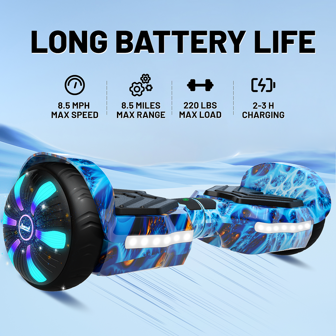 SIMATE Version LED Hoverboard 6.5'' 8.5Mph | 8 Miles Range | Planet with Bluetooth