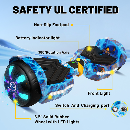 SIMATE Version LED Hoverboard 6.5'' 8.5Mph | 8 Miles Range | Planet with Bluetooth