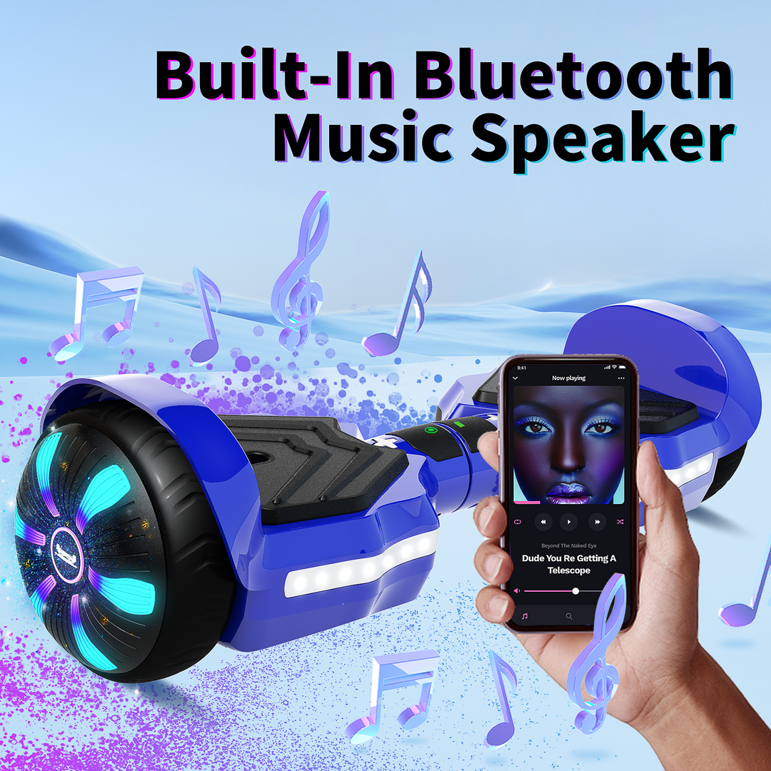 SIMATE Version LED Hoverboard 6.5'' 8.5Mph | 8 Miles Range |  Dark Blue with Bluetooth