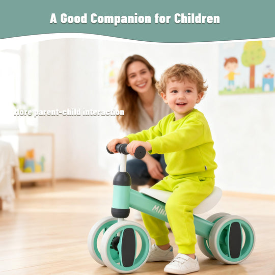 SIMATE Balance Bike Toys for 1 Year Old Boys Girls, 12-24 Month Toddler Ride on Toys, 4 Silent Wheels & Soft Seat, First Birthday Gifts for Baby Girls Boys