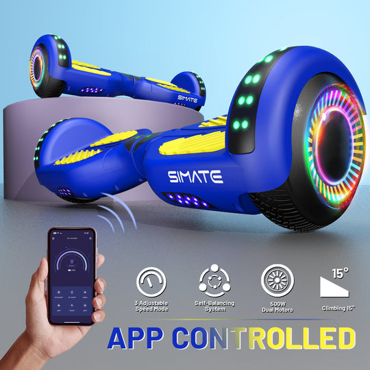 Apato Bluetooth Hoverboard 6.5'' 7.3 Mph | 7.5 Miles Range | Blue Yellow for kids