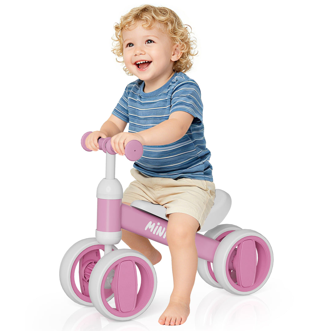 SIMATE Baby Balance Bike for 12-24 Months,Toddler balance Bicycle with 4 Wheels,Indoor & Outdoor Bike Riding Toy, First B-day Gift